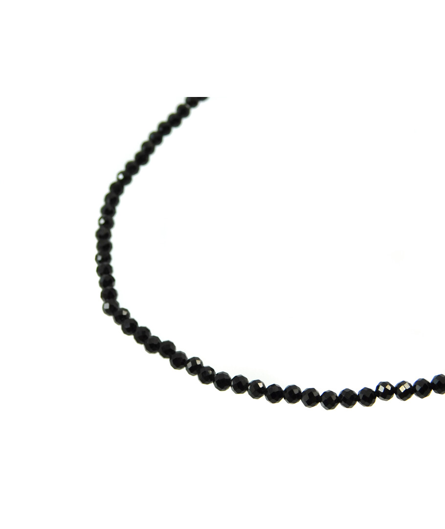 Tourmaline Sherl face necklace 4mm silver