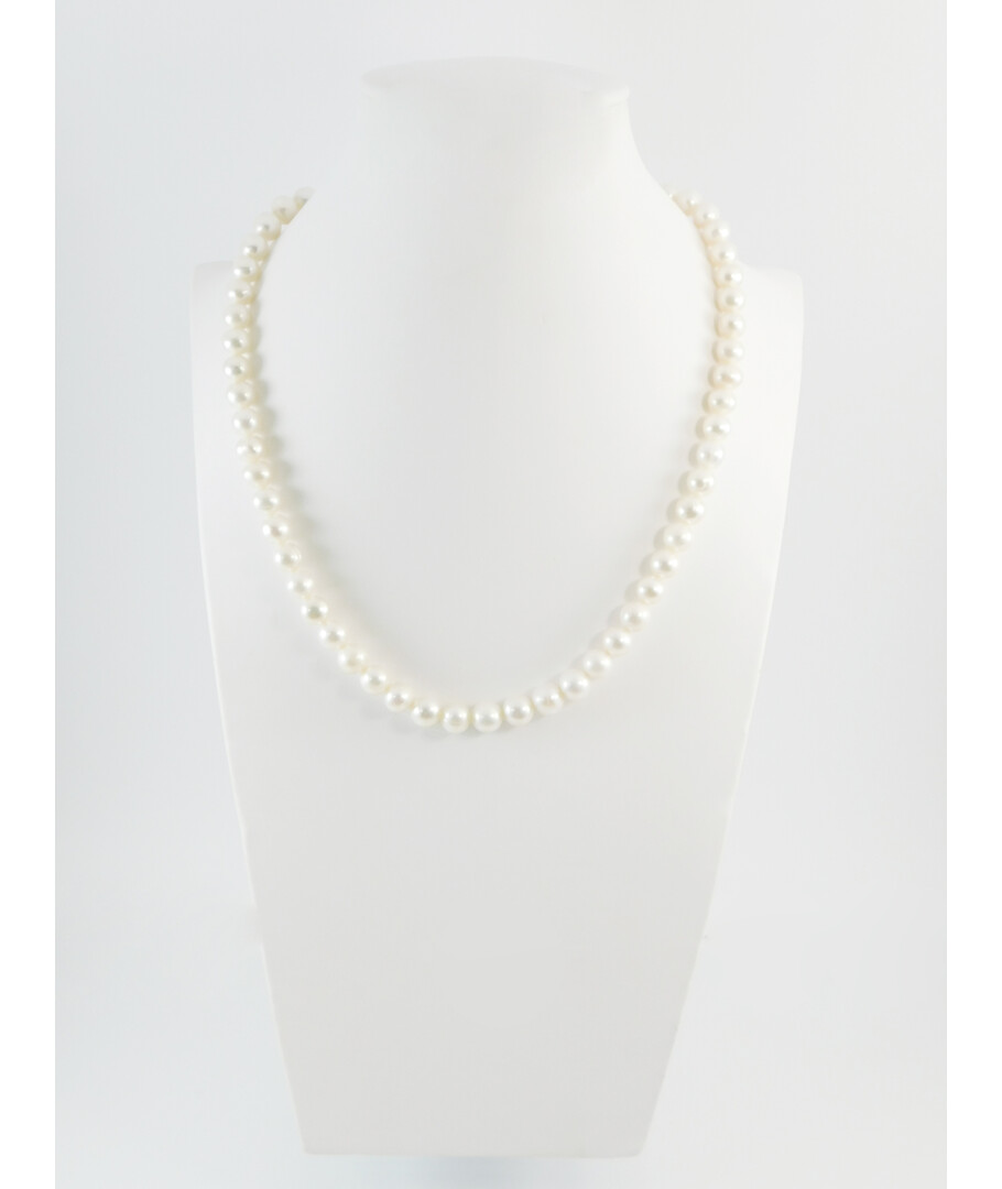 Necklace Pearls white 8mm 46cm silver