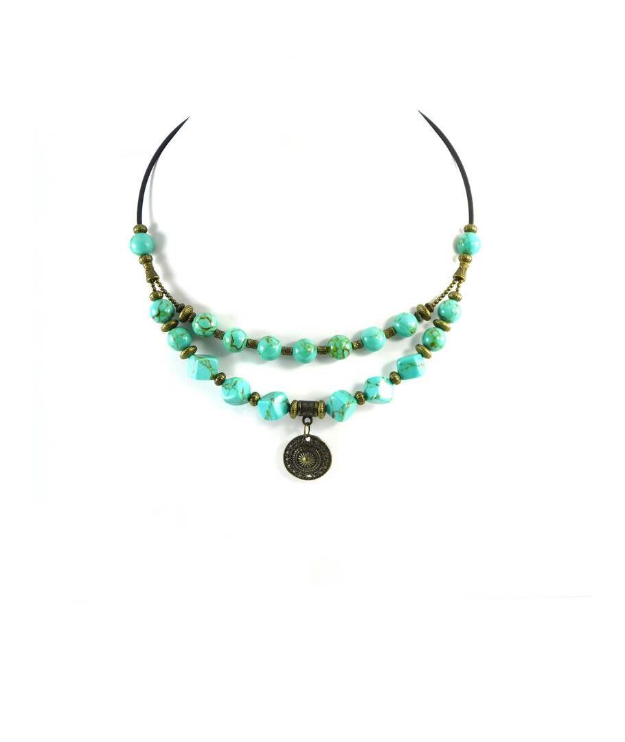 Exclusive necklace "Prima donna" Turquoise cube 10 mm