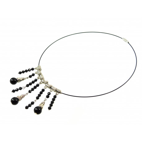 Эксклюзивное ожерелье "Аристократка" Турмалин грань, Агат 4 - 10 мм 