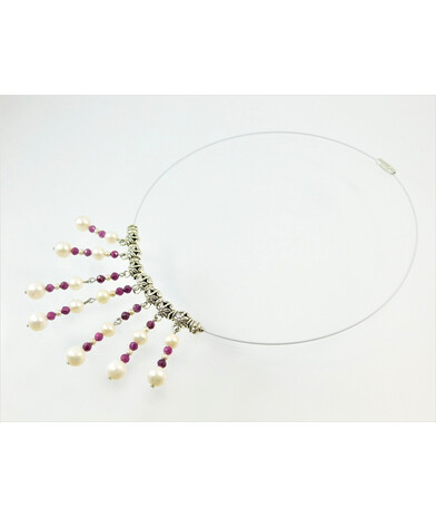 Exclusive necklace "Aristocrat" Pearls, ruby cut 10-8-5 mm