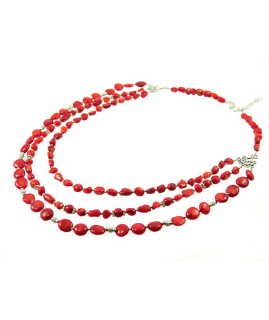 Exclusive necklace "Dorofeya" 3-row Coral