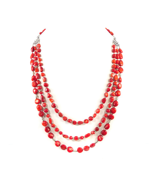 Exclusive necklace "Dorofeya" 3-row Coral