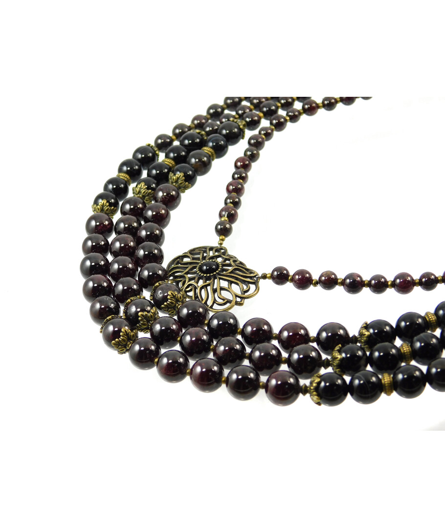 Exclusive necklace "Pomegranate luxury 2" 4-row 