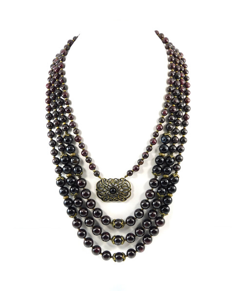 Exclusive necklace "Pomegranate luxury 2" 4-row 