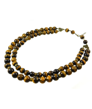 Exclusive necklace "Rome" Tiger's eye 2-row 12-14 mm. 