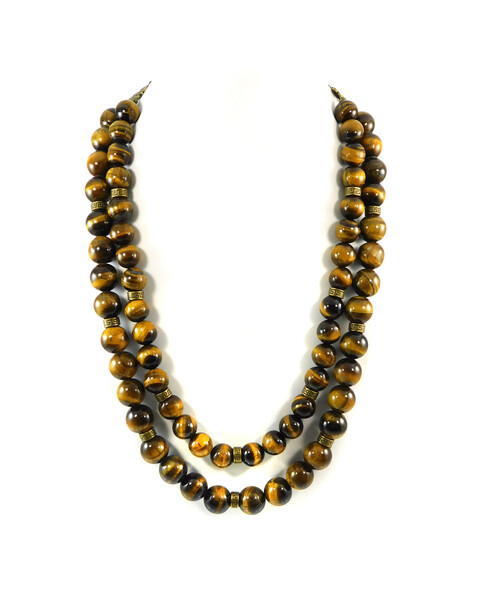 Exclusive necklace "Rome" Tiger's eye 2-row 12-14 mm. 