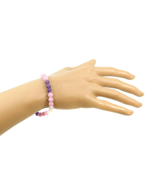 Exclusive bracelet Kunzite, Amethyst, Adular 6 mm