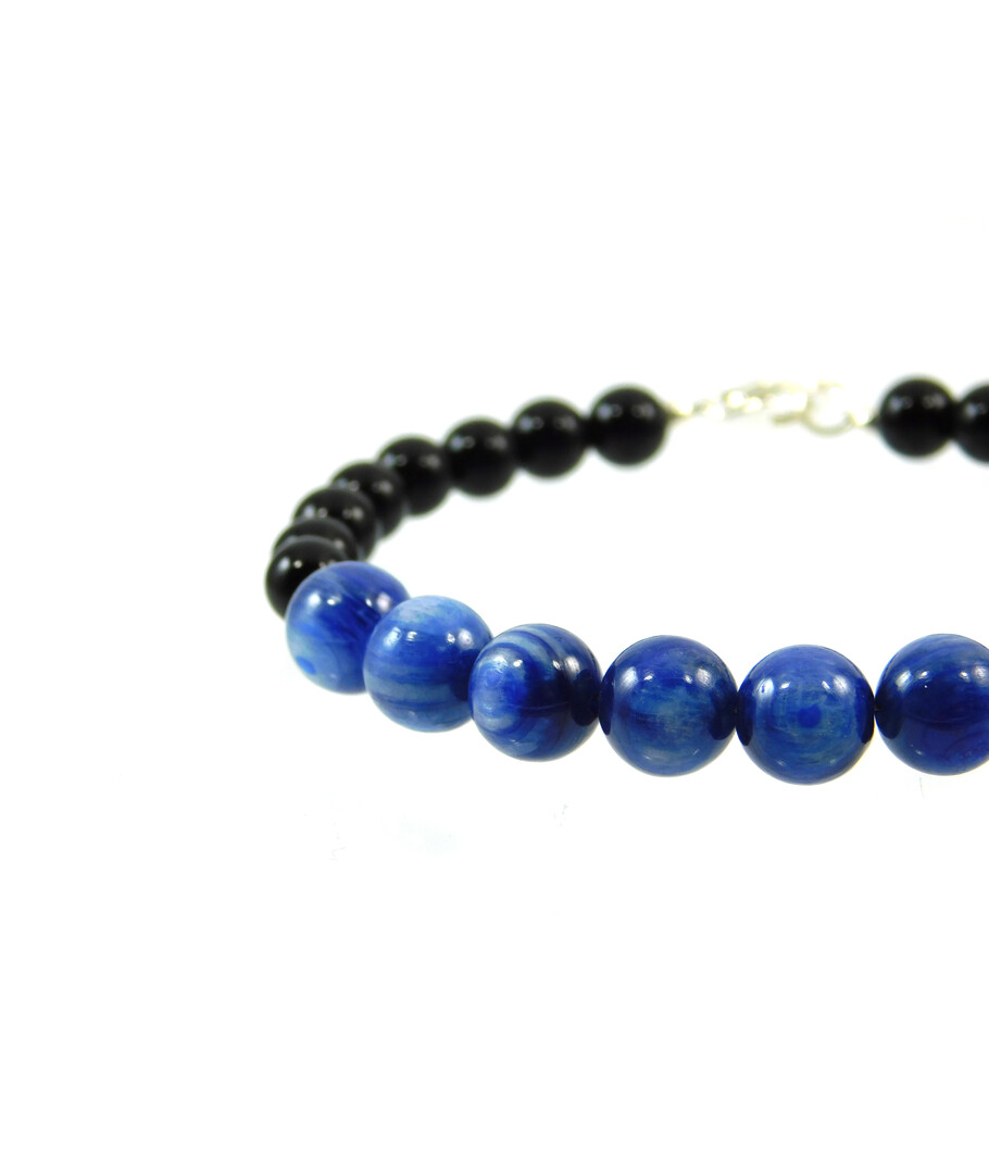 Exclusive bracelet "Ethnic style" Kyanite, Agate 8-6 mm