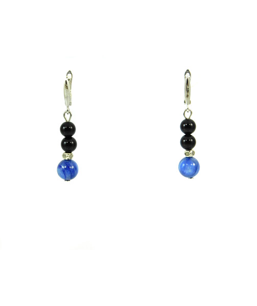 Exclusive earrings "Ethnic style" Kyanite, Agate 8-6 mm 