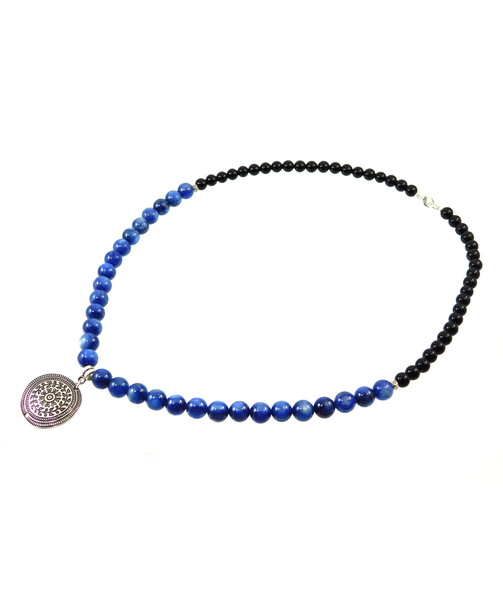 Exclusive necklace "Ethnic style" Kyanite, Agate 8-6 mm 