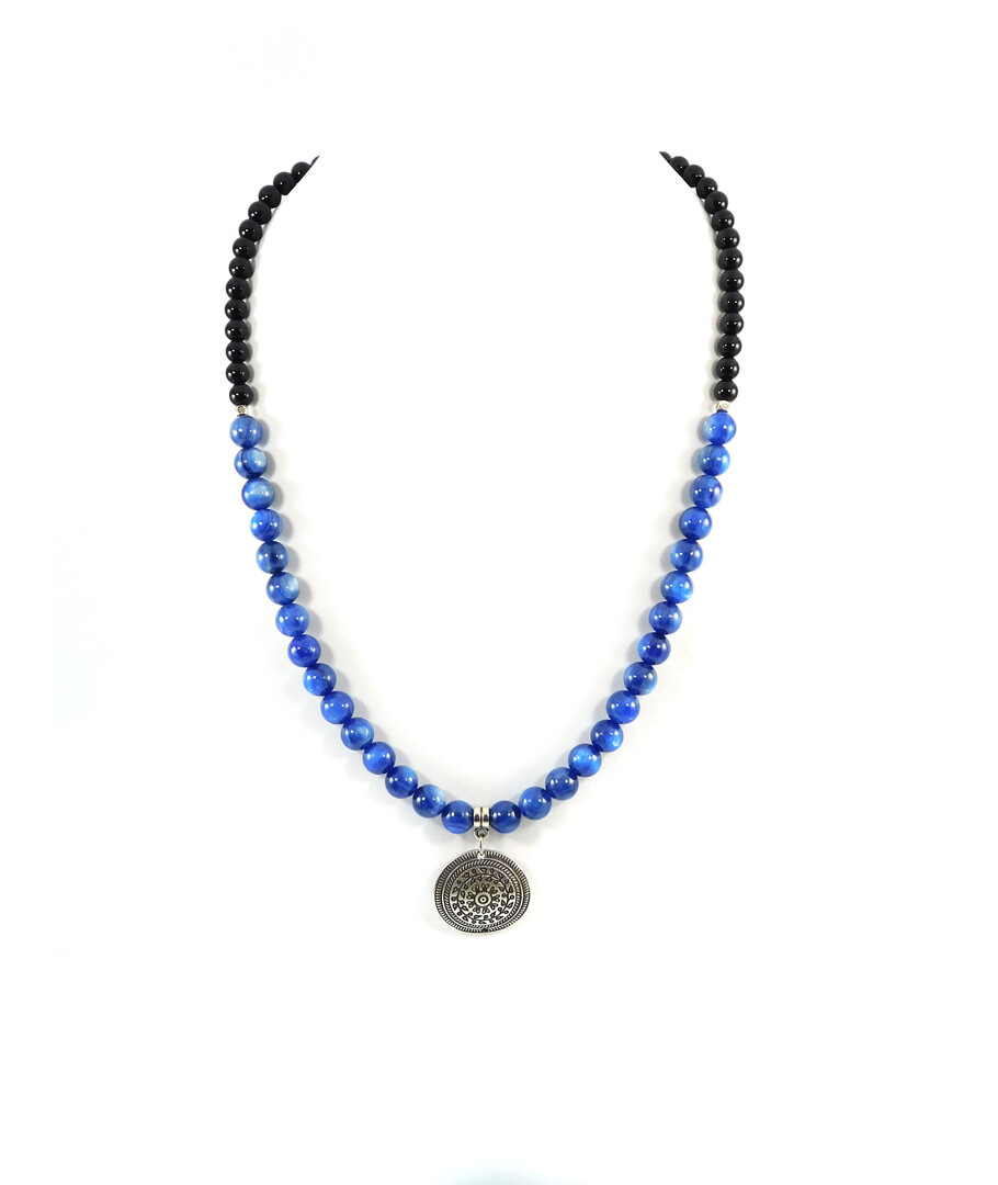 Exclusive necklace "Ethnic style" Kyanite, Agate 8-6 mm 