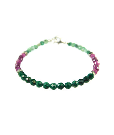 Exclusive bracelet "Mix" Malachite, Ruby, Emerald