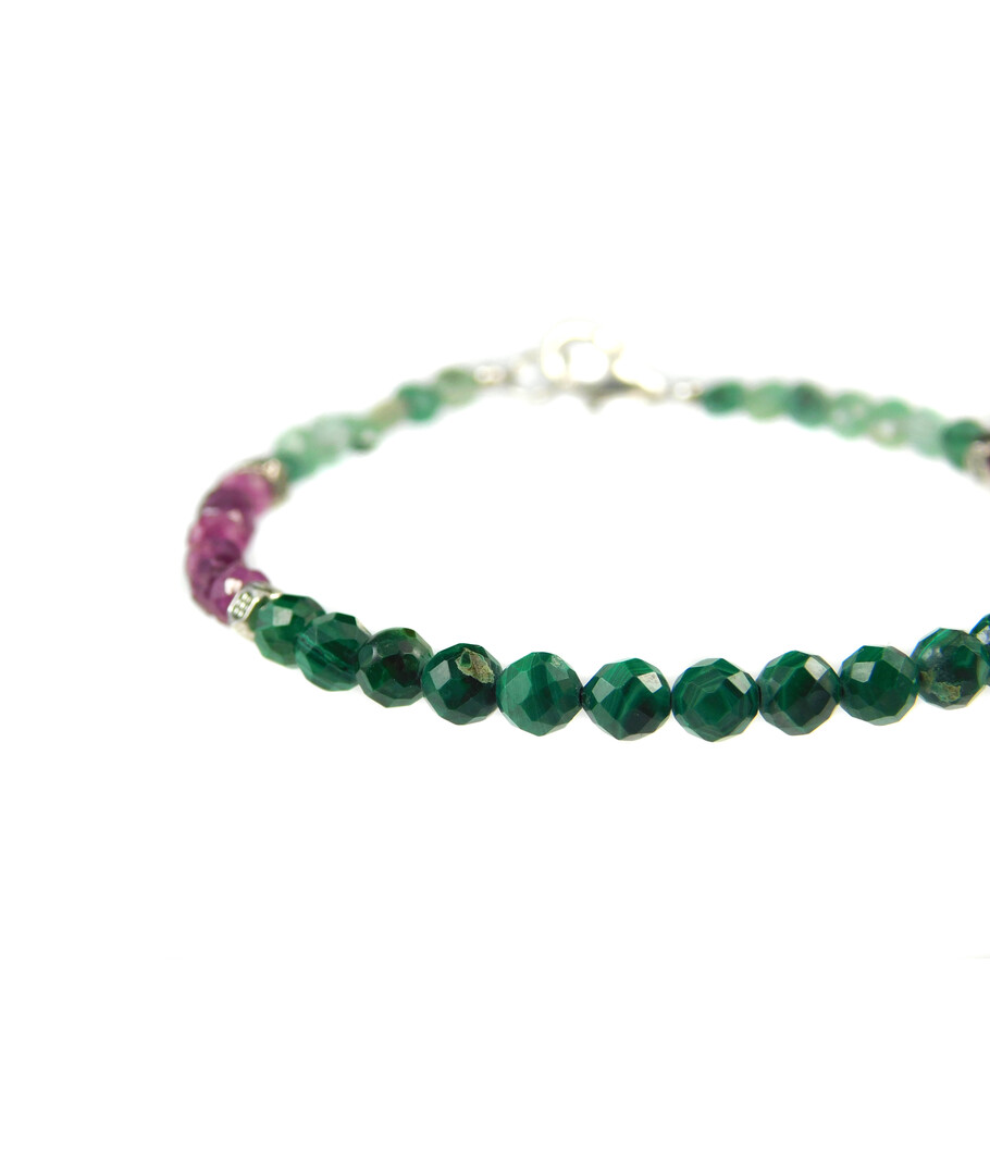 Exclusive bracelet "Mix" Malachite, Ruby, Emerald