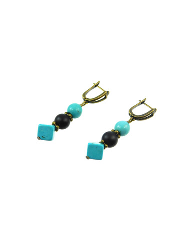 Exclusive earrings "Marengo" Turquoise, Shungite