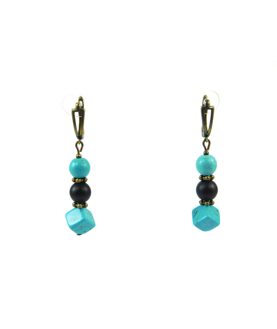 Exclusive earrings "Marengo" Turquoise, Shungite