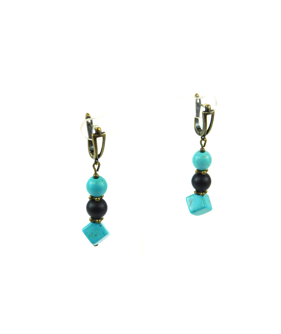 Exclusive earrings "Marengo" Turquoise, Shungite