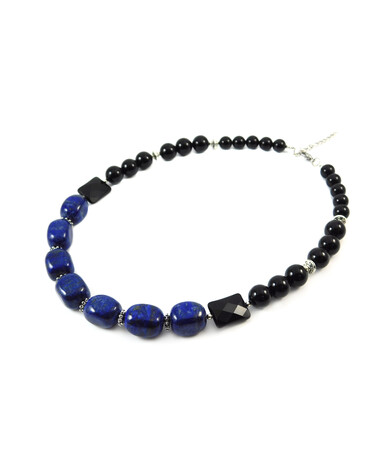 Exclusive necklace "Black dress" with Lazurite and Agate