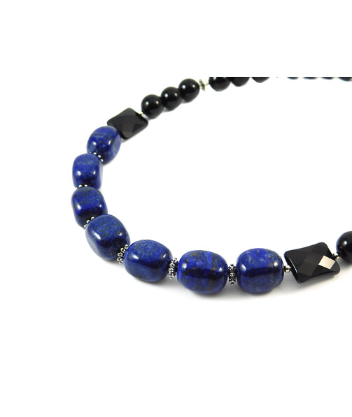 Exclusive necklace "Black dress" with Lazurite and Agate