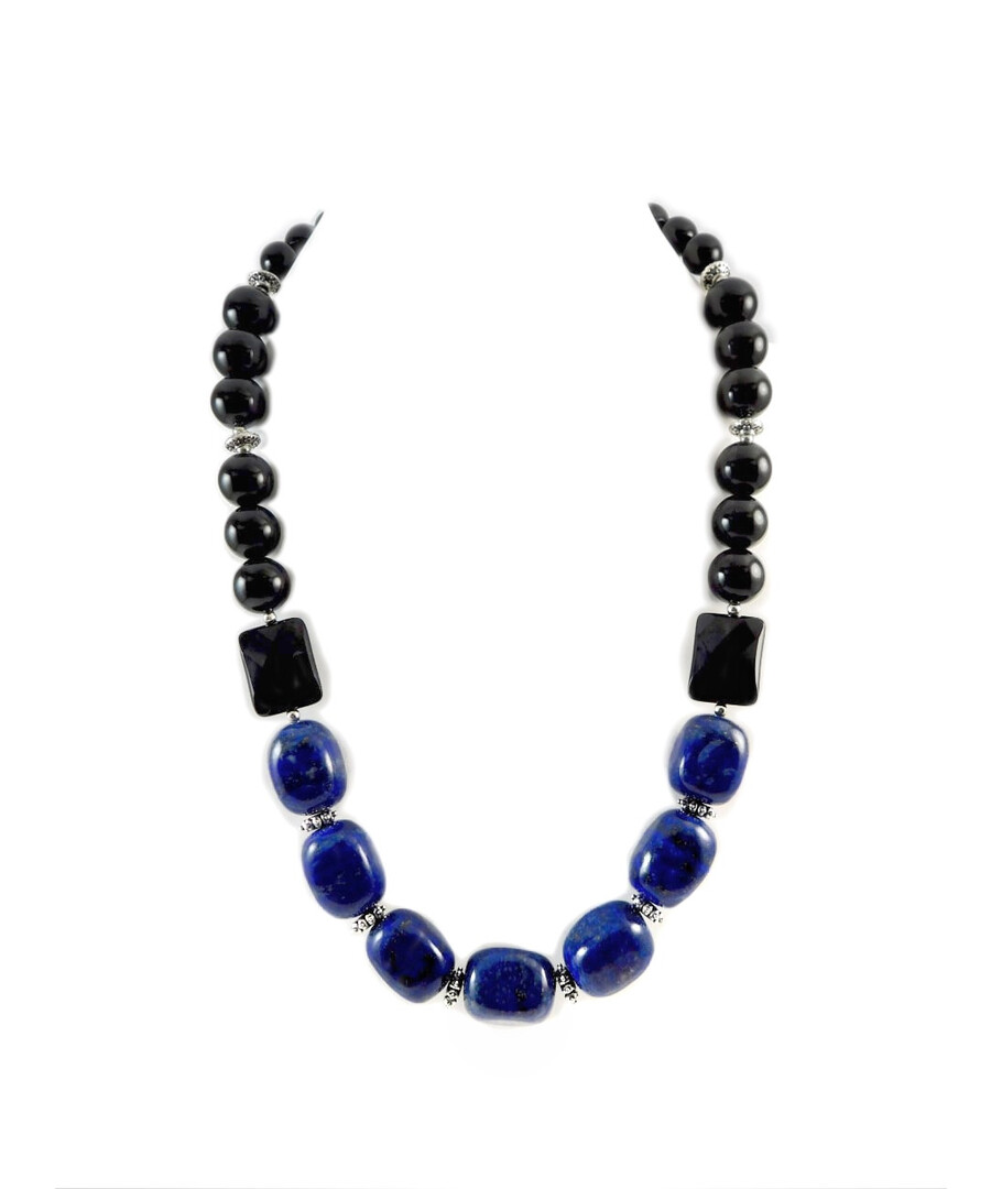 Exclusive necklace "Black dress" with Lazurite and Agate