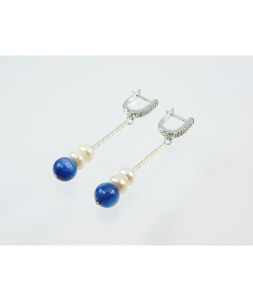 Exclusive Kyanite earrings, Pearls