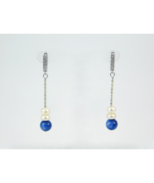 Exclusive Kyanite earrings, Pearls