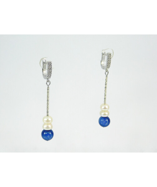 Exclusive Kyanite earrings, Pearls