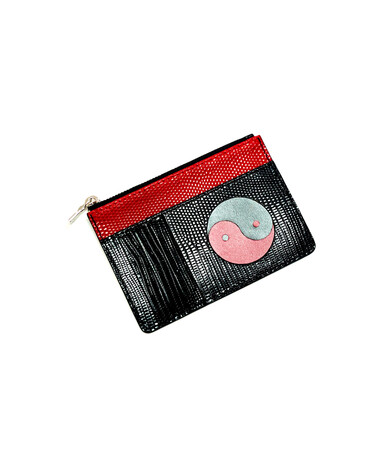 Leather wallet "Yin Yang" black with a lock