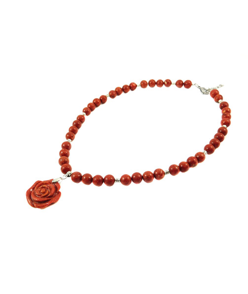 Exclusive necklace "Rosarina" Sponge coral 