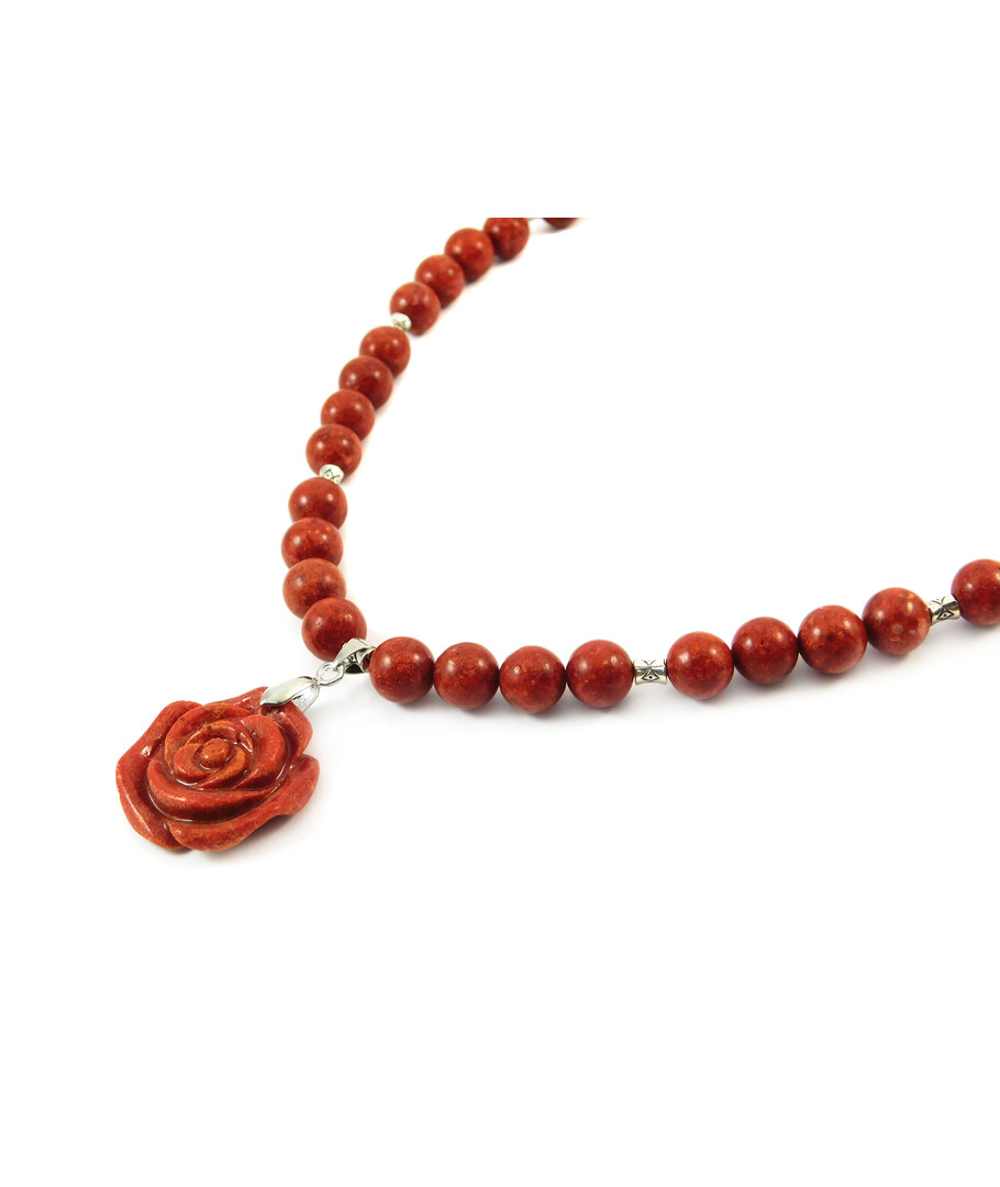 Exclusive necklace "Rosarina" Sponge coral 