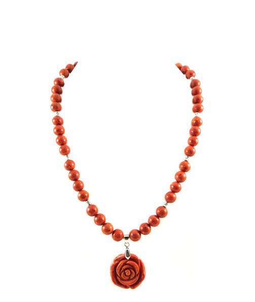 Exclusive necklace "Rosarina" Sponge coral 