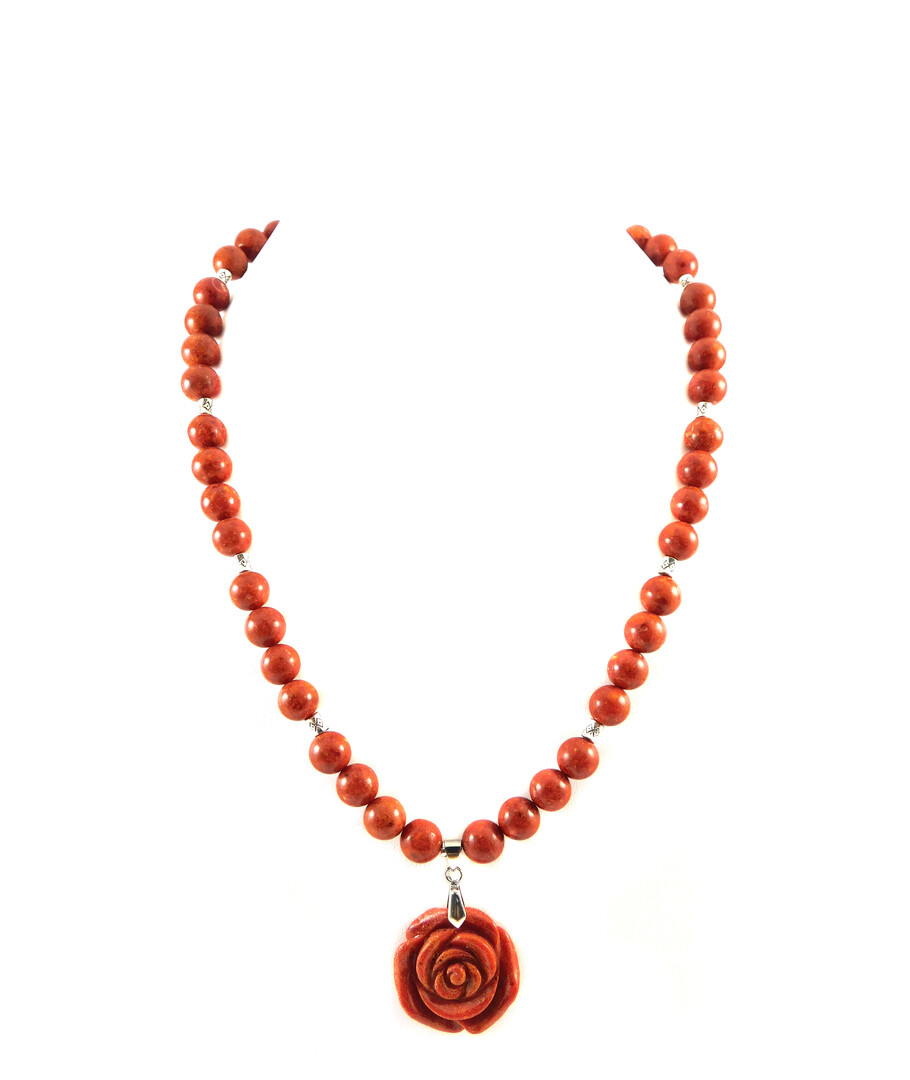 Exclusive necklace "Rosarina" Sponge coral 