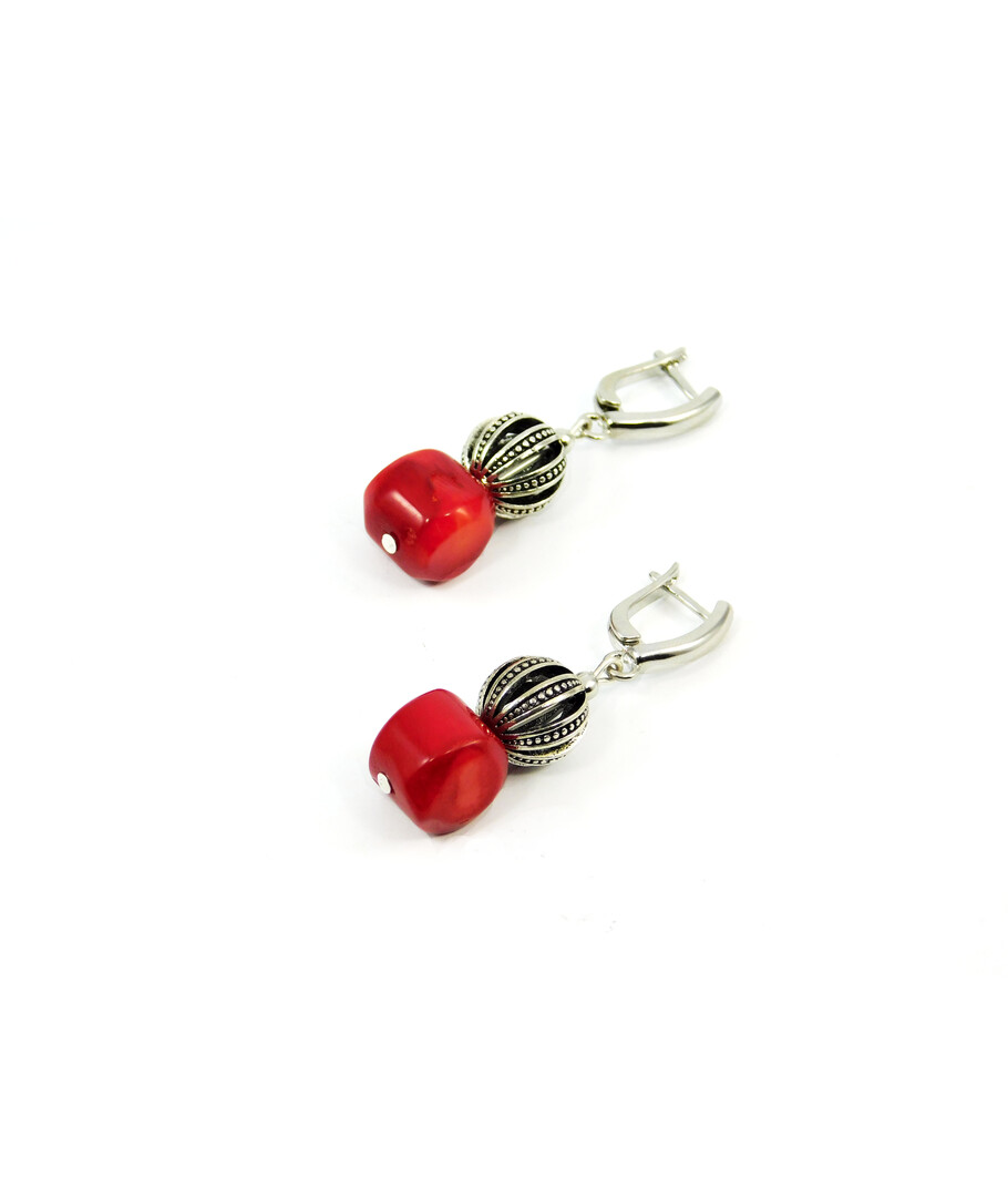 Exclusive earrings "Coral lace" Coral