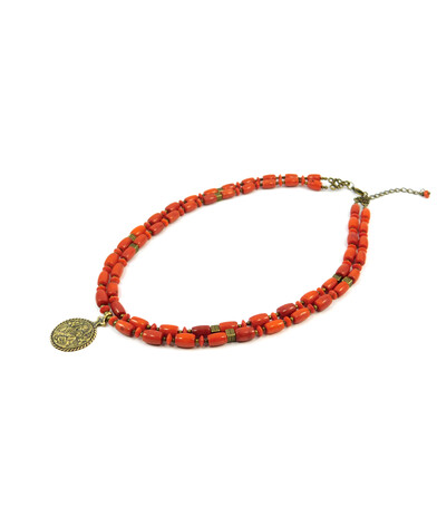 Exclusive necklace "Nasta" Coral barrel, rondel