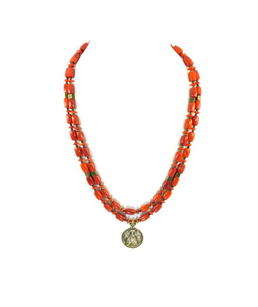 Exclusive necklace "Nasta" Coral barrel, rondel