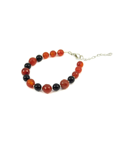 Exclusive bracelet "Poppy and honey" Carnelian facet, Agate sphere