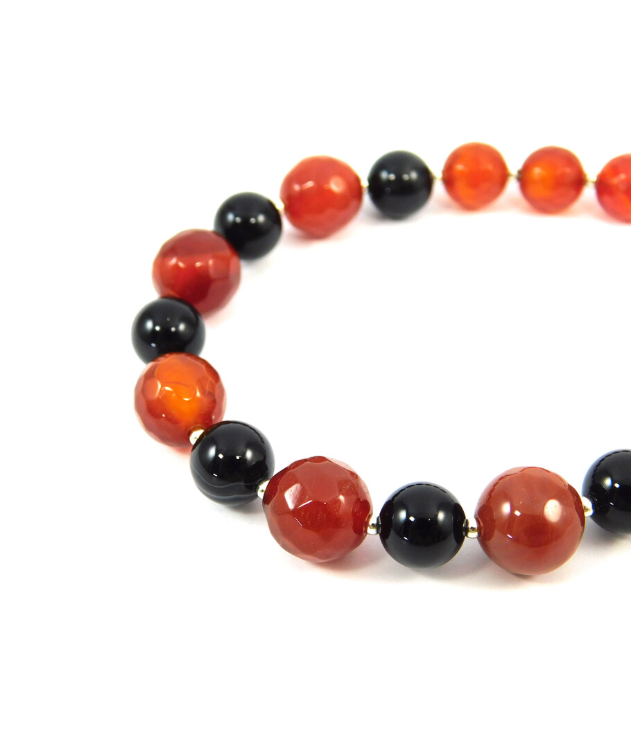 Exclusive bracelet "Poppy and honey" Carnelian facet, Agate sphere