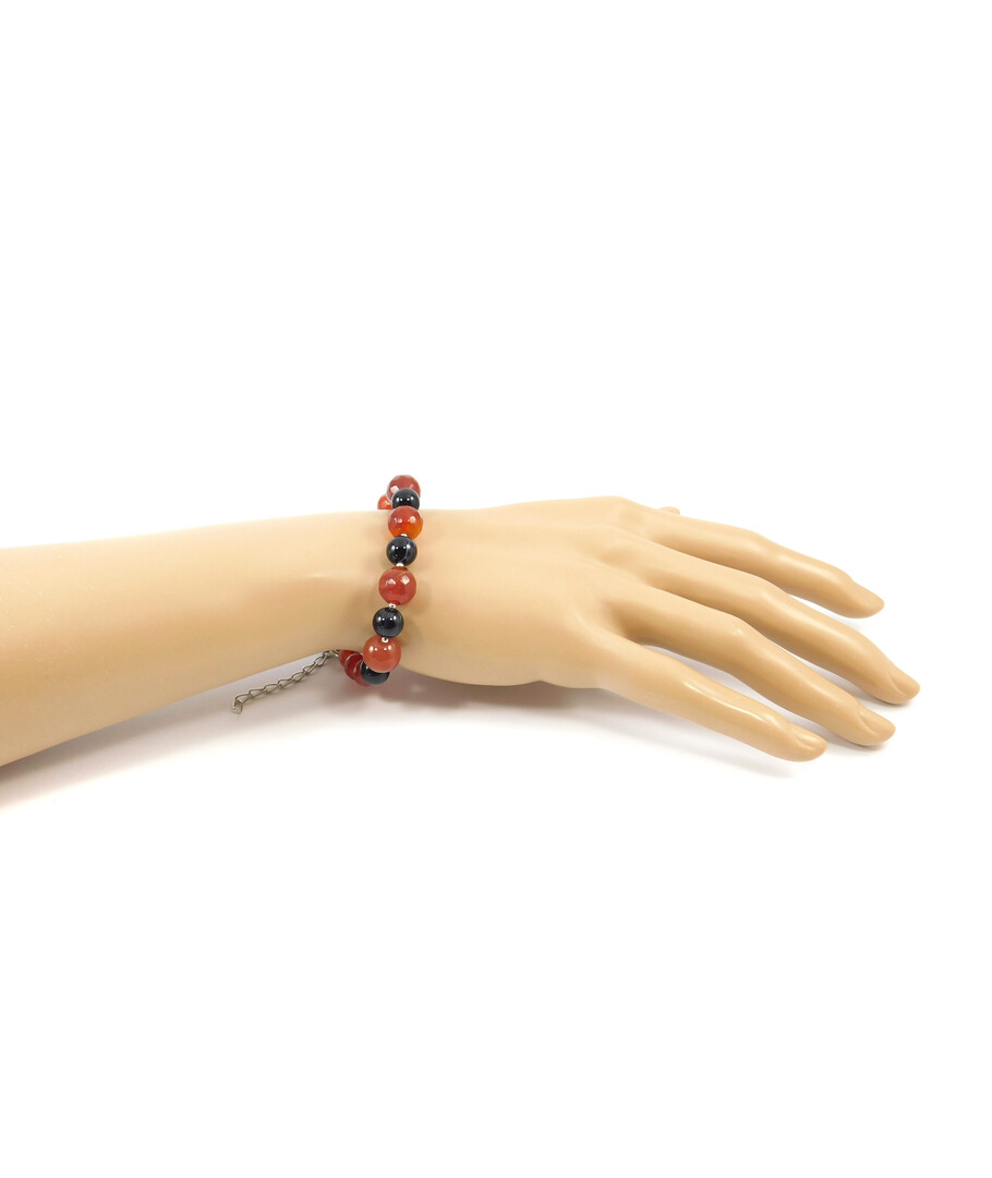 Exclusive bracelet "Poppy and honey" Carnelian facet, Agate sphere