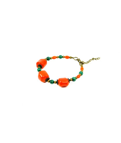 Exclusive bracelet "Oasis" Coral, Malachite