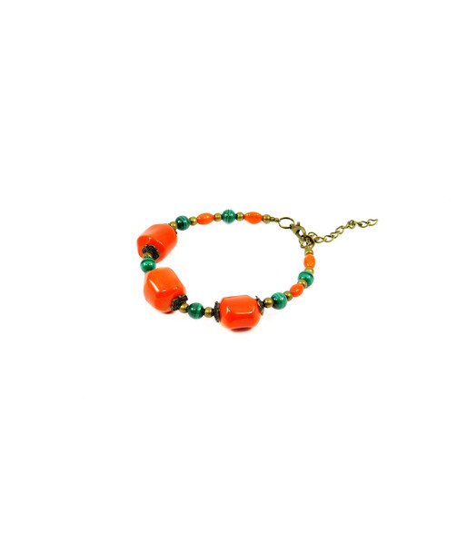 Exclusive bracelet "Oasis" Coral, Malachite