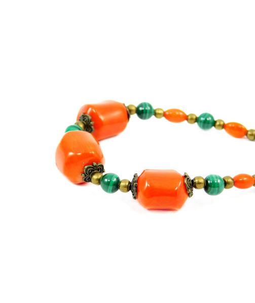 Exclusive bracelet "Oasis" Coral, Malachite