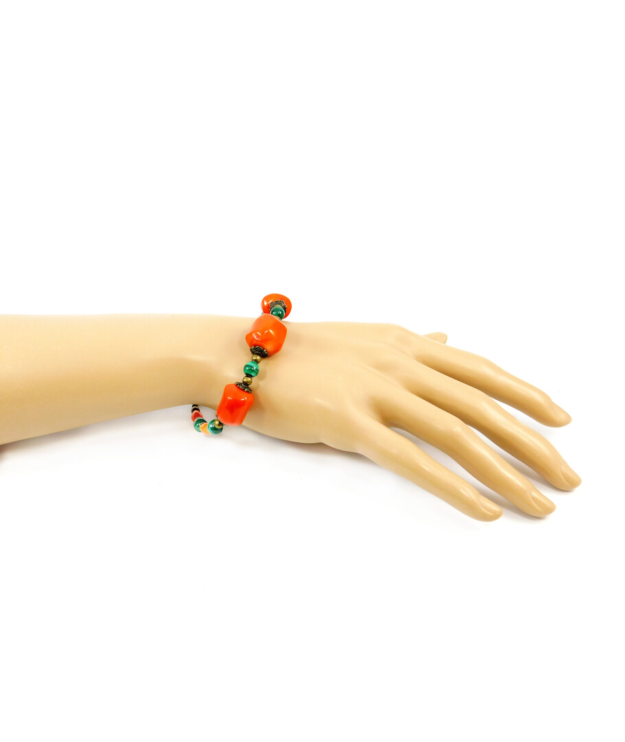 Exclusive bracelet "Oasis" Coral, Malachite