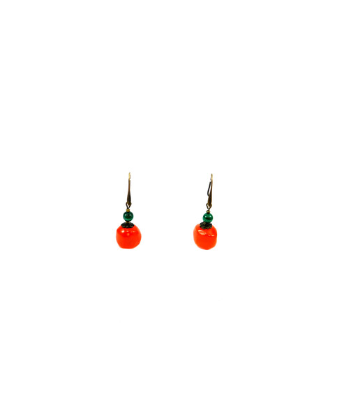 Exclusive earrings "Oasis" Coral, Malachite