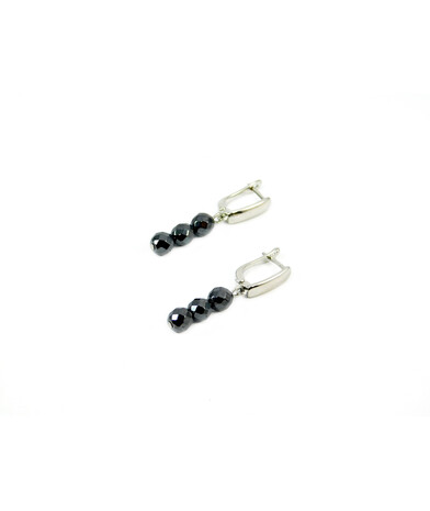 Exclusive earrings Hematite sphere faces