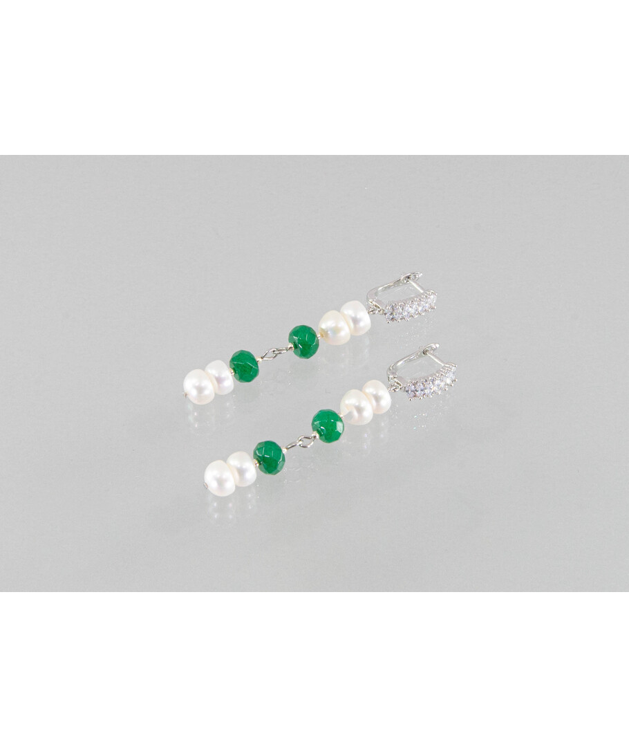 Exclusive earrings "Ariadne", Pearls rondel, Chrysoprase rondel 