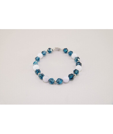 Exclusive "Moremijo" bracelet, Aquamarine sphere, Quartz facet