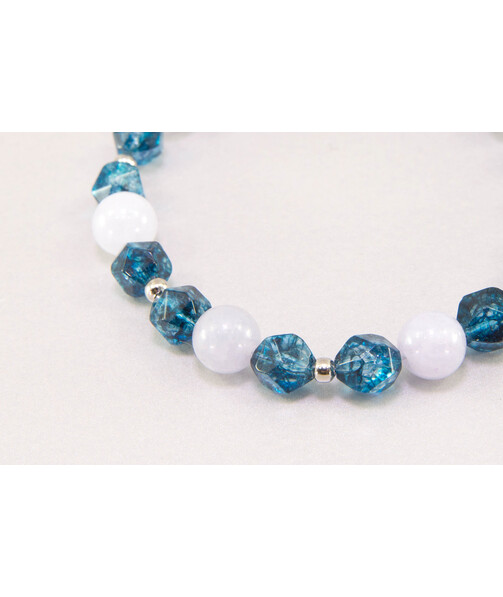 Exclusive "Moremijo" bracelet, Aquamarine sphere, Quartz facet