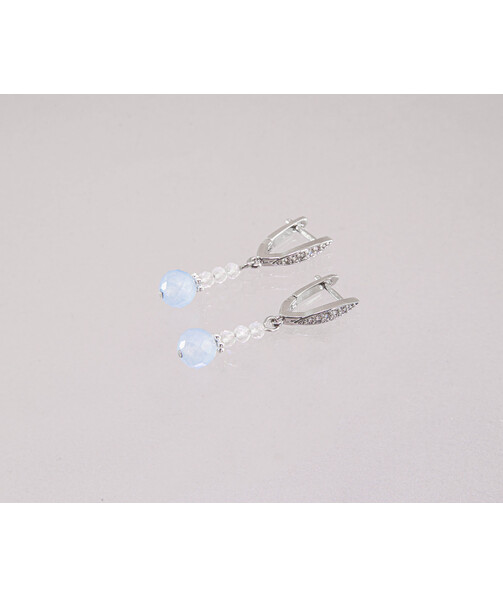 Exclusive earrings "Magic" Quartz blue face, Rock crystal face