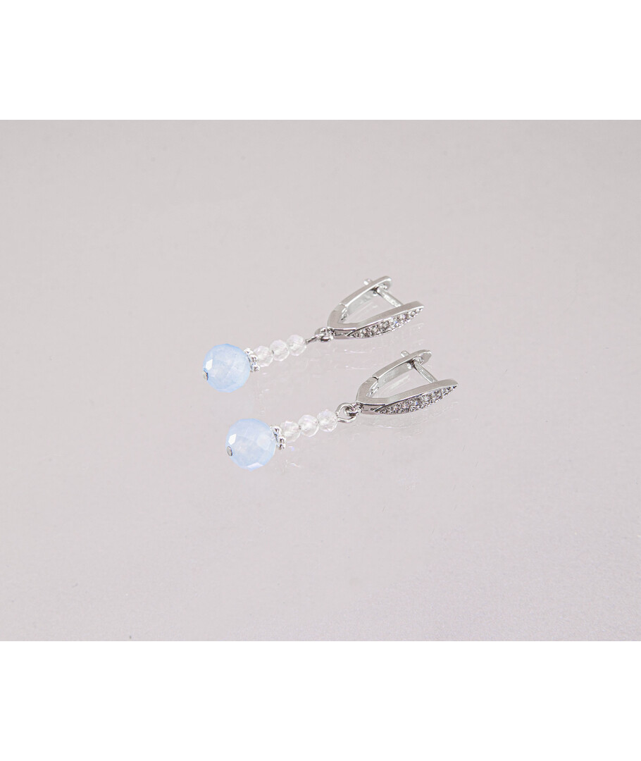 Exclusive earrings "Magic" Quartz blue face, Rock crystal face