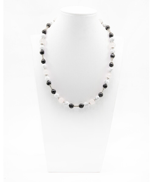 Exclusive necklace "Cassiopeia" Lava, Kahalong, Rose quartz